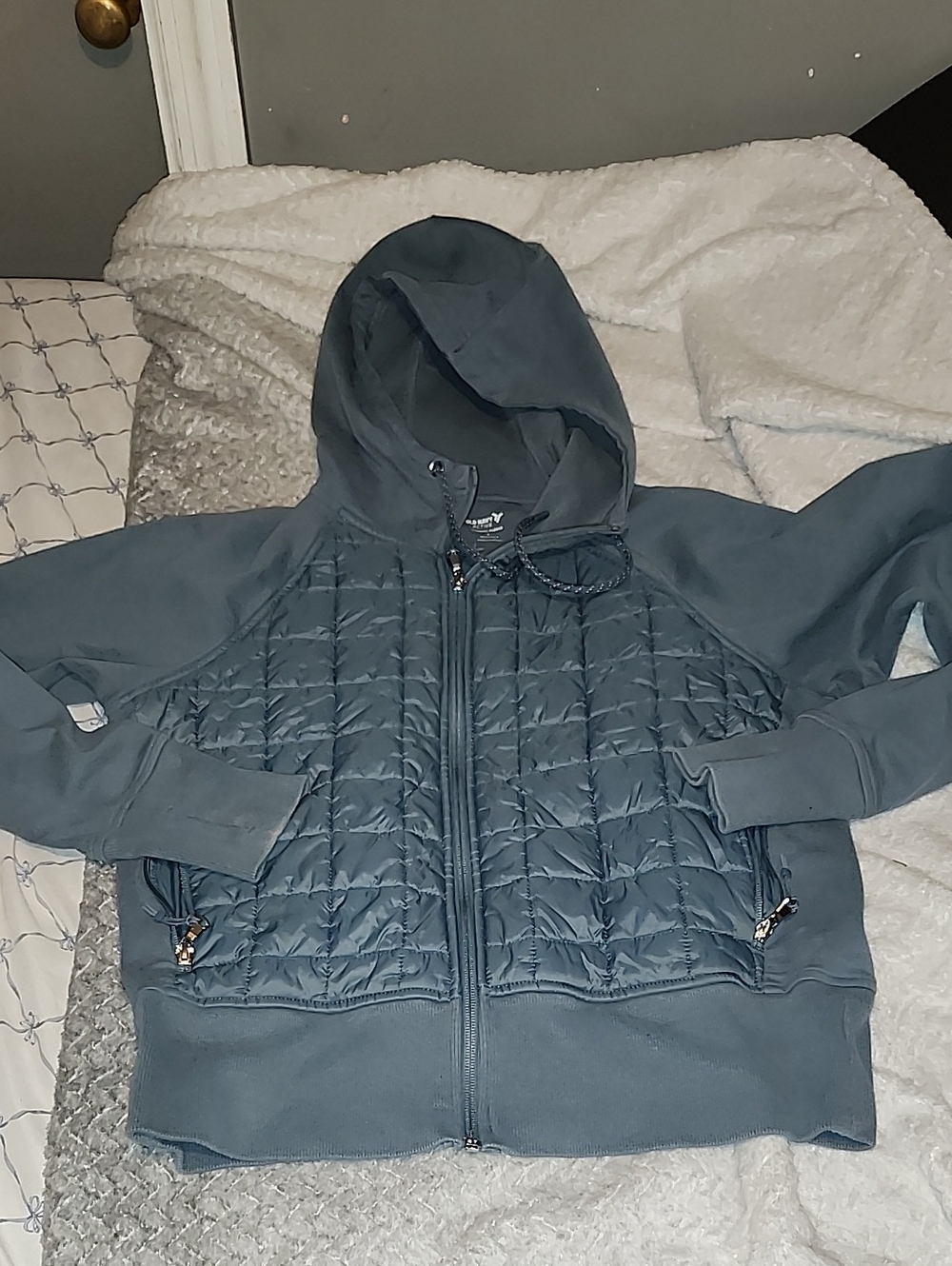 Old Navy Blue Quilted Hooded Puffer Jacket